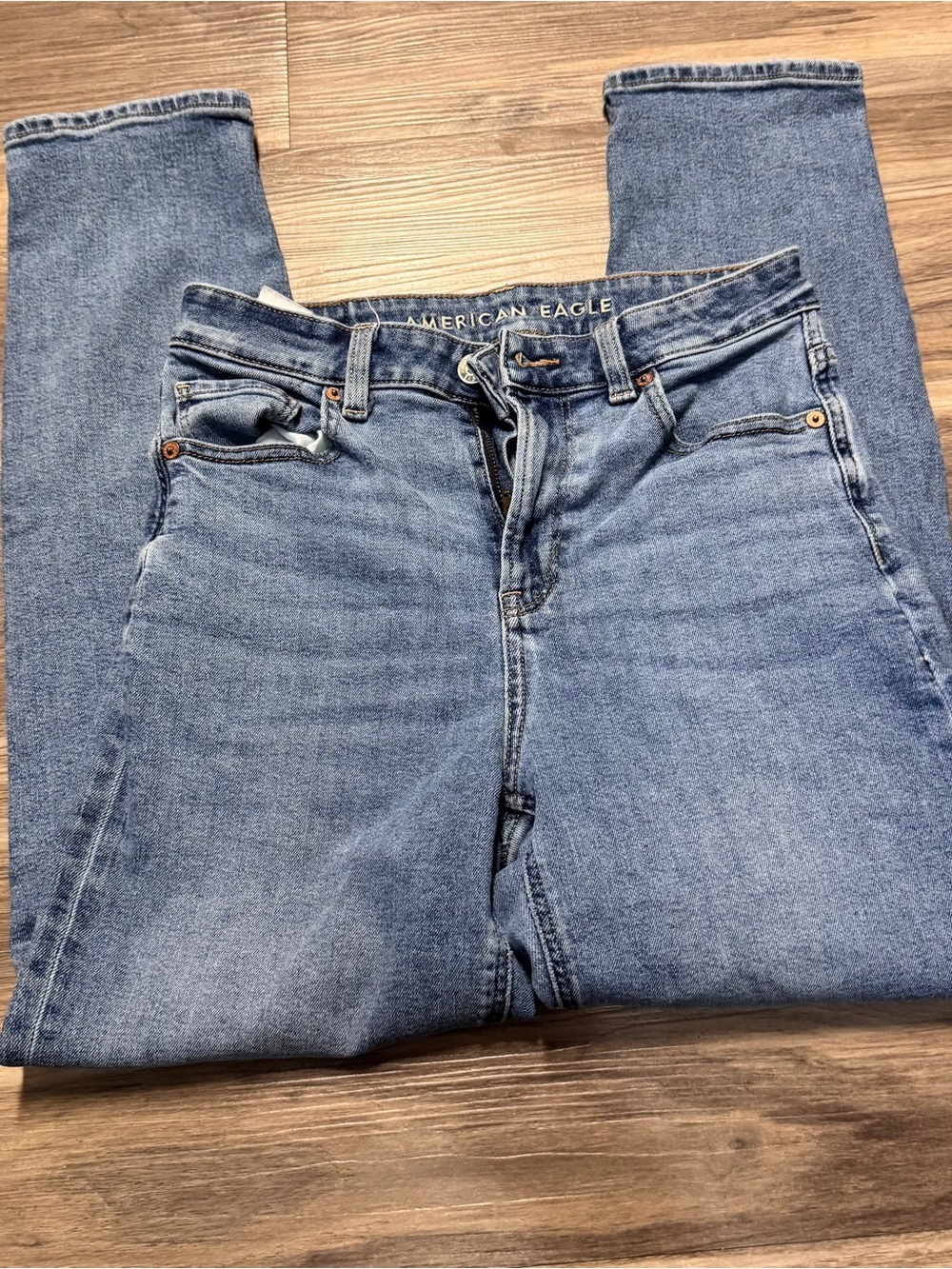 American Eagle Outfitters Light Blue High-Rise Straight Jeans